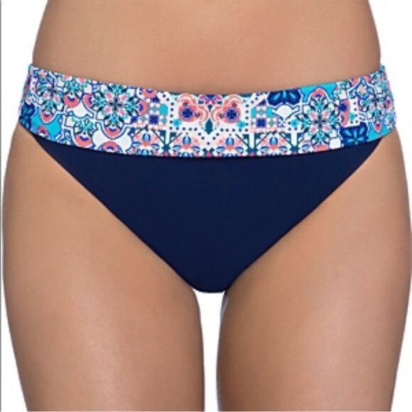 NWT Profile by Gottex blue banded Bathing suit bikini bottom 10 - Picture 1 of 10